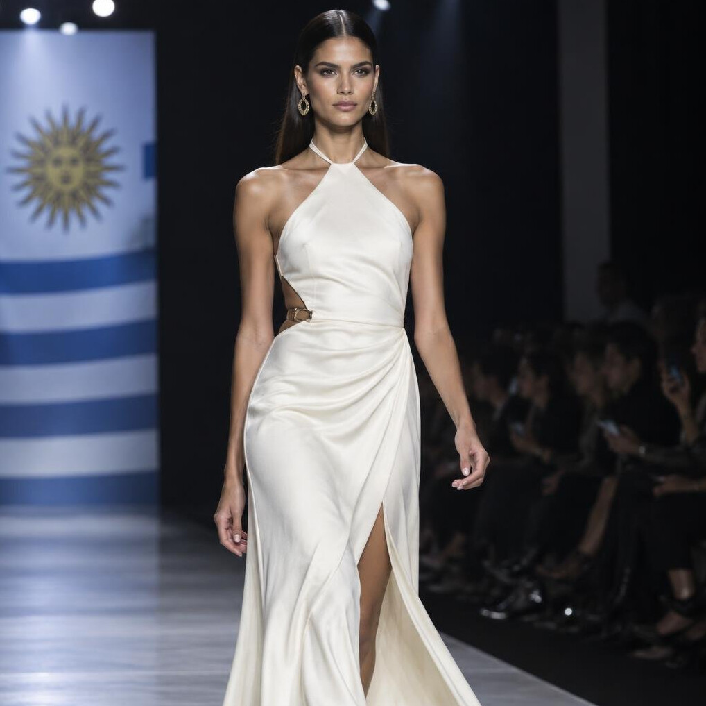 Fashion model walking on a runway during a show